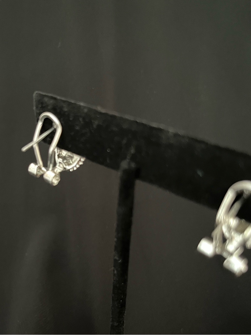 Crystal Cluster Oval Stud Earrings - Silver Sparkle - Picture 3 of 3